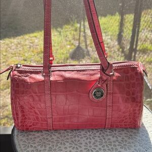 Dooney & Bourke Pink Crocodile Embossed Barrel Shoulder Bag